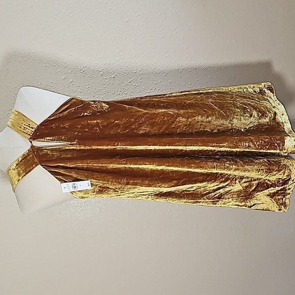 LOFT Velvet Midi Yellow Dress - Picture 5 of 6